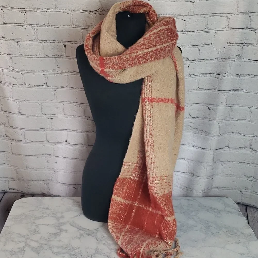 Plaid Orange Scarf‎